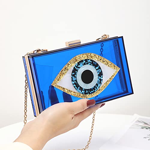 Clutch Purses for Women-Evil Eye Acrylic Clutch Glitter Purse Evening Bag Chain Shoulder Crossbody Handbags