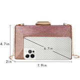 Women Lattice Pattern Metal Handbag Chain Geometric Evening Clutch Purse, Gold