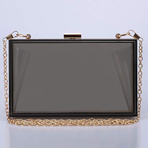 Women Acrylic Transparent Gold star Evening Bags Purses Clutch Vintage Banquet Handbag (Pink) Medium