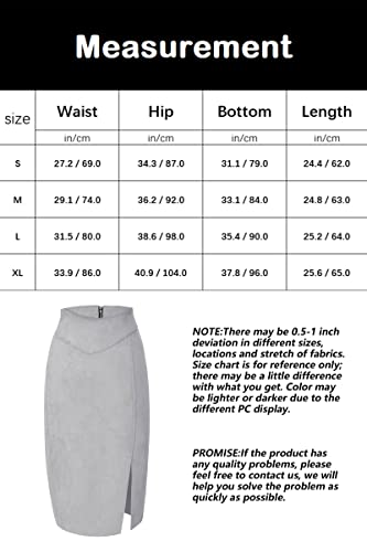 Bellivera Women Faux Suede Leather Pencil Skirt, Spring Fall Casual Midi Skirts Spring and Summer Hip Wrapped Back Split FF21 Camel L