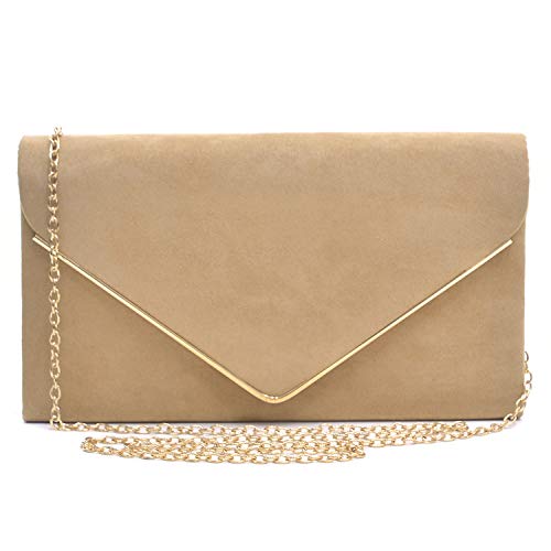 Ladies' Velvet Evening Clutch Handbag Formal Party Clutch For Women With Chain Strap (Rose)