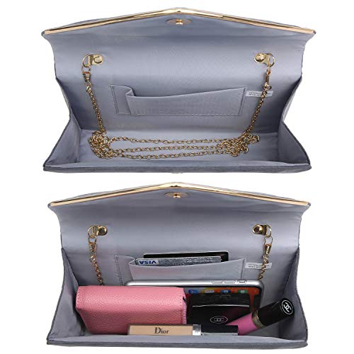 Ladies' Velvet Evening Clutch Handbag Formal Party Clutch For Women With Chain Strap (Rose)