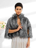 Women's Faux Fur Shawls Cape and Wraps Bridal Cloak Coat Fur Cover Up for Bride and Bridesmaids . (Beige)