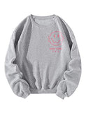 Women Oversized Fleece New York Letter Print Graphic Sweatshirt Long Sleeve Crewneck Pullover Jacket