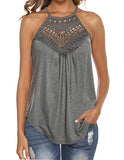 Summer Tops for Women Halter Strappy Tank Tops Casual Sleeveless Workout Shirts Blouses Grey