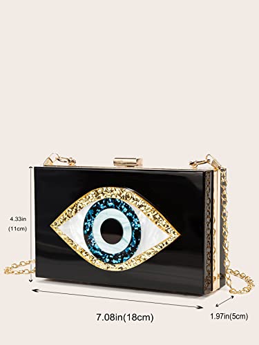Clutch Purses for Women-Evil Eye Acrylic Clutch Glitter Purse Evening Bag Chain Shoulder Crossbody Handbags