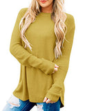 Women's Long Sleeve Oversized Crew Neck Solid Color Knit Pullover Sweater Tops Mocha