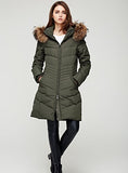 Women's Down Coat With Real Raccoon Fur Hooded Parka Jacket (Large, Wine)