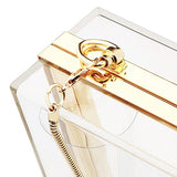 Women Acrylic Transparent Gold star Evening Bags Purses Clutch Vintage Banquet Handbag (Pink) Medium