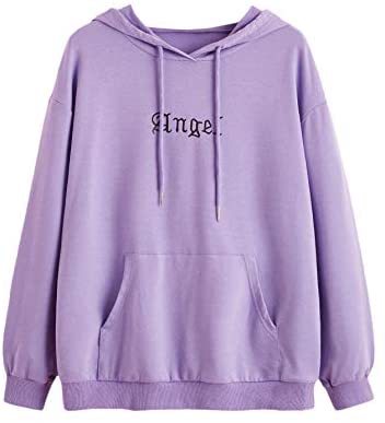 Women's Letter Graphic Print Pocket Drawstring Hoodie Sweatshirt