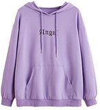 Women's Letter Graphic Print Pocket Drawstring Hoodie Sweatshirt