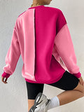 Women's Color Block Crew Neck Oversized Sweatshirt Drop Shoulder Casual Pullover