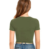Criss Cross Crop Tops for Women Trendy Short Sleeve Workout Casual Summer Teen Girls Cropped T-Shirts Blouse (Green, M)