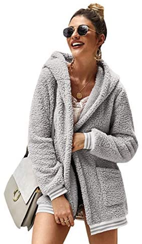 Women's Fauxs Fur Hooded Teddy Coat Long Sleeve Jacket Outwear