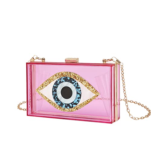 Clutch Purses for Women-Evil Eye Acrylic Clutch Glitter Purse Evening Bag Chain Shoulder Crossbody Handbags