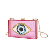 Clutch Purses for Women-Evil Eye Acrylic Clutch Glitter Purse Evening Bag Chain Shoulder Crossbody Handbags