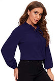 Women's Long Sleeve Front Bow Tie Ruffle Collar Elegant Blouse Shirt Tops
