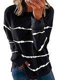 BTFBM Women Sweatshirts Tie Dye Print Striped Color Block Long Sleeve Comfy Loose Soft Casual T Shirts Pullover (S-2XL) (Aztec Print Grey, Small)