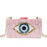 Clutch Purses for Women-Evil Eye Acrylic Clutch Glitter Purse Evening Bag Chain Shoulder Crossbody Handbags