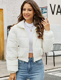 Women Cropped Puffer Jacket Winter Zip Up Short Padded Down Coat(Green-M)