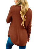 Women's Long Sleeve Oversized Crew Neck Solid Color Knit Pullover Sweater Tops Mocha