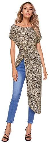 Women's Elegant Asymmetrical Twist Front Off Shoulder Top Plain High Low Blouse