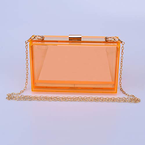 Women Acrylic Transparent Gold star Evening Bags Purses Clutch Vintage Banquet Handbag (Pink) Medium