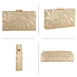 Women Lattice Pattern Metal Handbag Chain Geometric Evening Clutch Purse, Gold