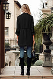 Women's Casual Lightweight Jackets Long Sleeve Drawstring Waist Lapel Trench Coat Outwear with Pockets