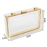 Women Acrylic Transparent Gold star Evening Bags Purses Clutch Vintage Banquet Handbag (Pink) Medium