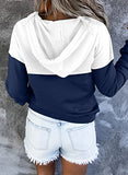 Womens Casual Hoodies Long Sleeve Drawstring Lightweight Solid Hooded Sweatshirt Button Loose Pullover Tops Fall Clothes with Pocket