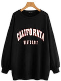 Women's Oversized Crewneck Letter Print Graphic Pullover Dress Sweatshirt