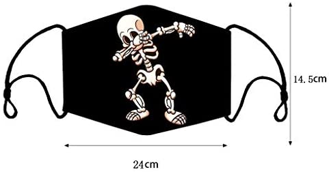 Stylish Skull Print Adult Halloween Fashion Dustproof Face_Mask Washable Reusable Cloth Bandana for Men Women Pack of 5
