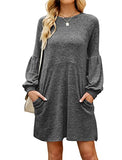 Fall Dresses for Women 2022 with Pocket Long Sleeve Sweater Dress Casual Brown