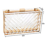 Women Acrylic Transparent Gold star Evening Bags Purses Clutch Vintage Banquet Handbag (Pink) Medium