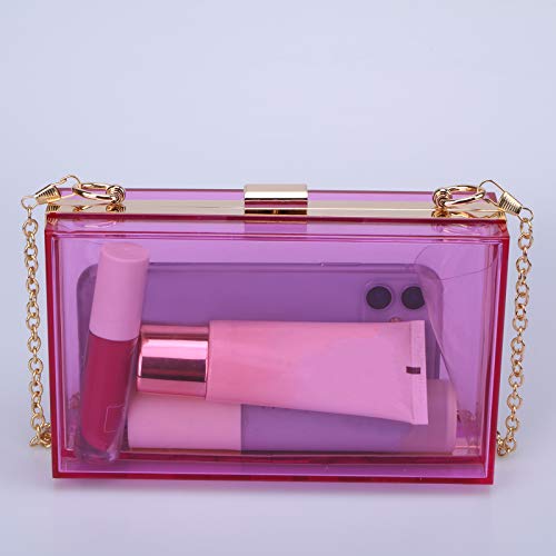 Women Acrylic Transparent Gold star Evening Bags Purses Clutch Vintage Banquet Handbag (Pink) Medium