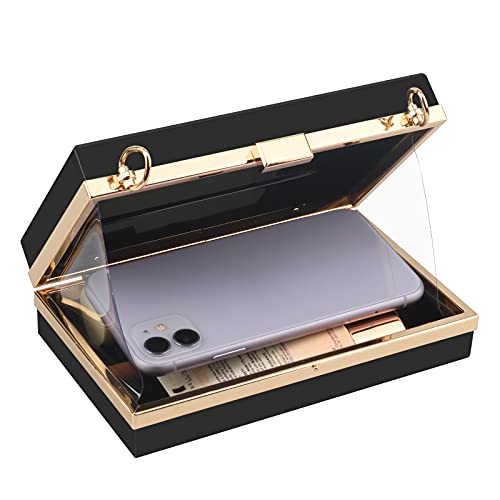 Women Acrylic Transparent Gold star Evening Bags Purses Clutch Vintage Banquet Handbag (Pink) Medium