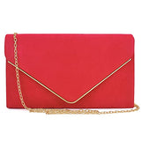 Ladies' Velvet Evening Clutch Handbag Formal Party Clutch For Women With Chain Strap (Rose)