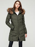 Women's Down Coat With Real Raccoon Fur Hooded Parka Jacket (Large, Wine)