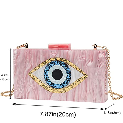 Clutch Purses for Women-Evil Eye Acrylic Clutch Glitter Purse Evening Bag Chain Shoulder Crossbody Handbags