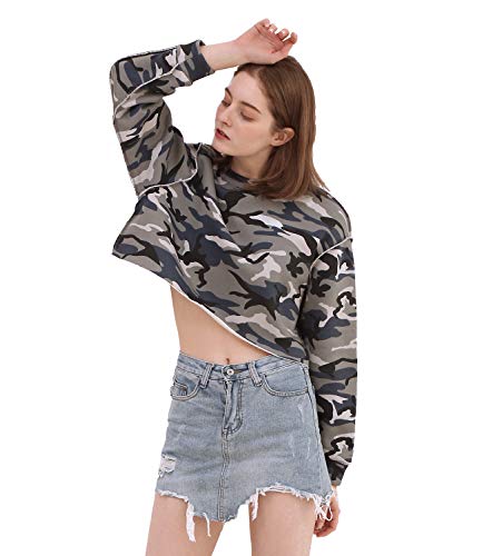 Women Pullover Cropped Hoodies Long Sleeves Sweatshirts Casual Crop Tops for Fall Winter ( Apricot)
