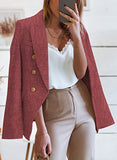 Blazer Jackets for Women Tweed Double Breasted Elegant Lightweight Cardigan Outwear Gray S