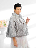 Women's Faux Fur Shawls Cape and Wraps Bridal Cloak Coat Fur Cover Up for Bride and Bridesmaids . (Beige)