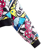 Women's Fashion Long Sleeve Comic Print Crop Bomber Zipper Jacket