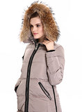 Women's Down Coat With Real Raccoon Fur Hooded Parka Jacket (Large, Wine)