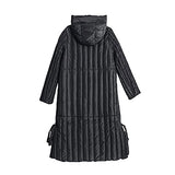 Womens Puffer Jackets Ankle Length Thicken Winter Coats Folds Stripe Overcoat Warm Padded Loose Down Coat Beige