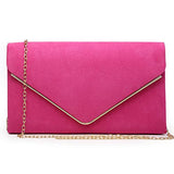 Ladies' Velvet Evening Clutch Handbag Formal Party Clutch For Women With Chain Strap (Rose)