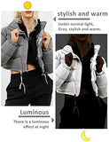 Women Cropped Puffer Jacket Winter Zip Up Short Padded Down Coat(Green-M)