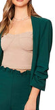 Women's Two Piece Plaid Open Front Long Sleeve Blazer and Elastic Waist Pant Set Suit