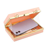 Women Acrylic Transparent Gold star Evening Bags Purses Clutch Vintage Banquet Handbag (Pink) Medium